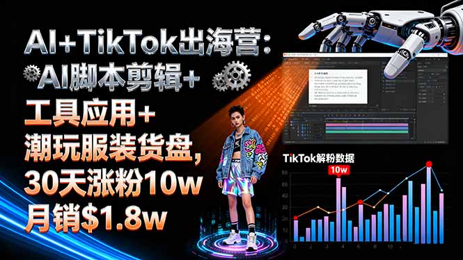AI+TikTok出海营:AI脚本剪辑+工具应用+潮玩服装货盘,30天涨粉10w月销$1.8w-知识星球