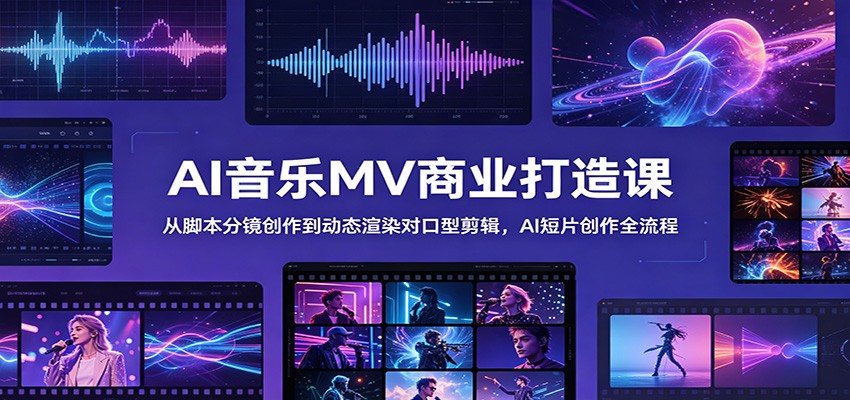 AI音乐MV商业打造课:从脚本分镜创作到动态渲染对口型剪辑,AI短片创作全流程-知识星球