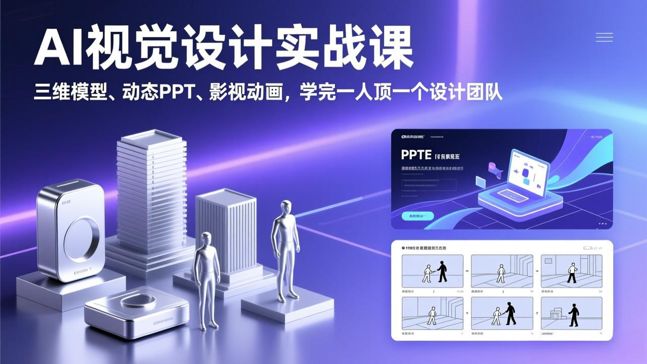 AI视觉设计实战课，三维模型、动态PPT、影视动画，学完一人顶一个设计团队-知识星球