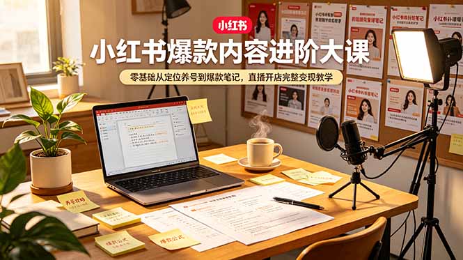小红书爆款内容进阶大课，零基础从定位养号到爆款笔记，直播开店完整变现教学-知识星球