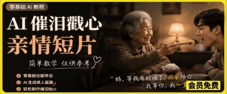 AI催泪戳心亲情短片,零基础AI教程,简单教学仅供参考-知识星球