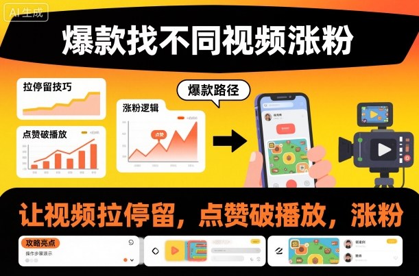 爆款找不同视频涨粉，让视频拉停留，实现点赞，破播放，涨粉-知识星球