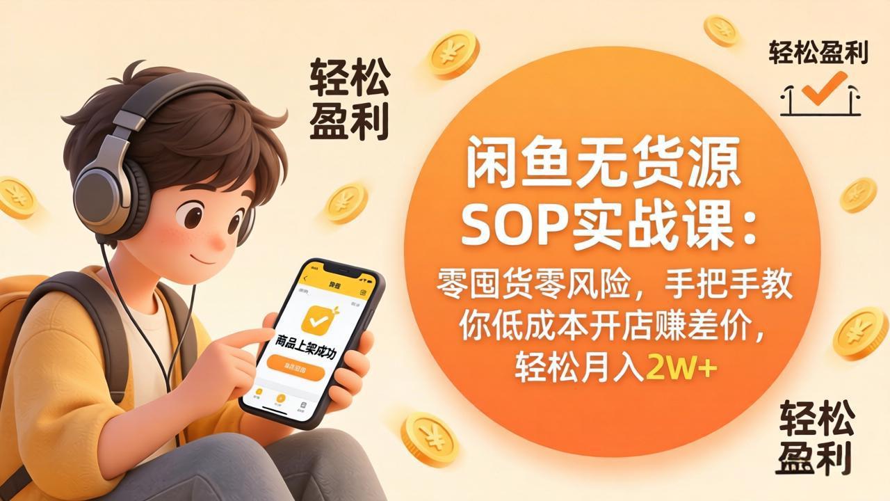 闲鱼无货源SOP实战课：零囤货零风险，手把手教你低成本开店赚差价，轻松月入2w+-知识星球