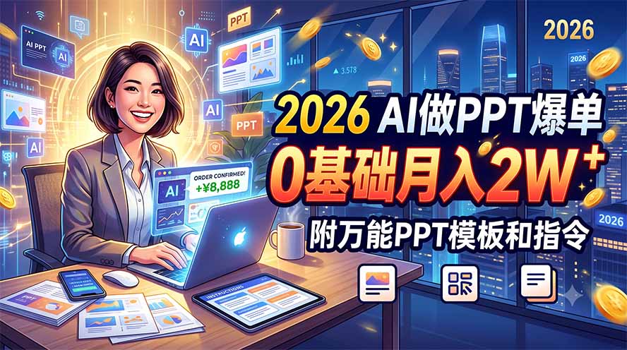 2026 AI做PPT爆单，0基础月入2W，附万能PPT模板和指令-知识星球