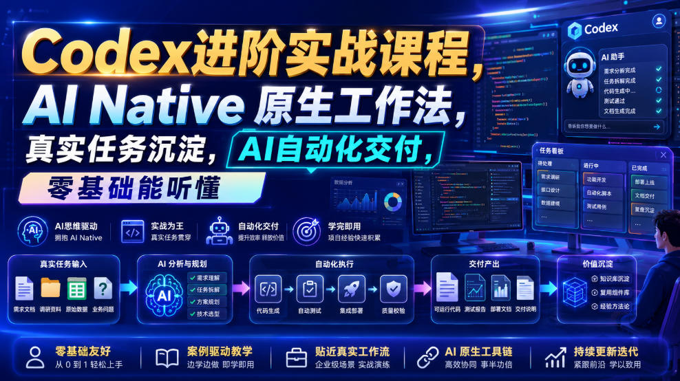 Codex进阶实战课｜AI Native原生工作法，22节真实任务落地，从配置到AI自动化交付全链路教程-知识星球