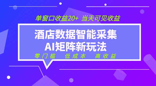 2026酒店数据采集ai智能矩阵新风口  低成本   高收益   当天见收益   单窗口20+-知识星球