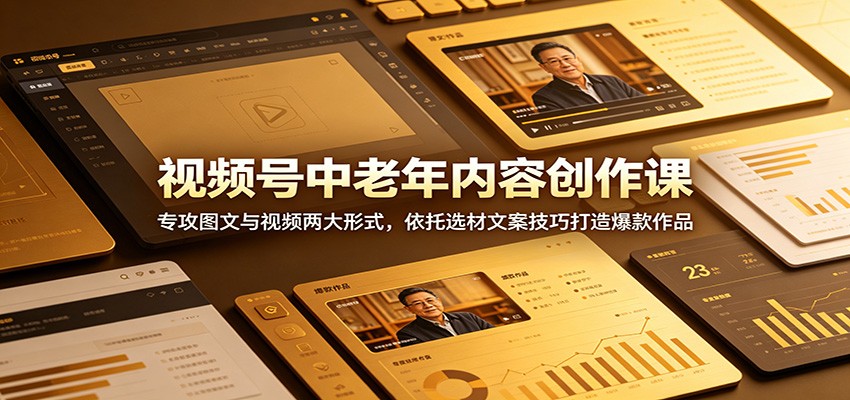 视频号中老年内容创作课：专攻图文与视频两大形式，依托选材文案技巧打造爆款作品-知识星球