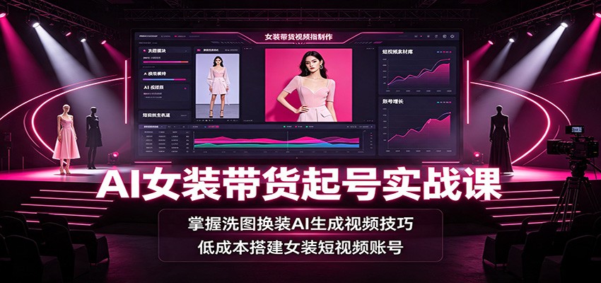 AI女装带货起号实战课：掌握洗图换装AI生成视频技巧，低成本搭建女装短视频账号-知识星球