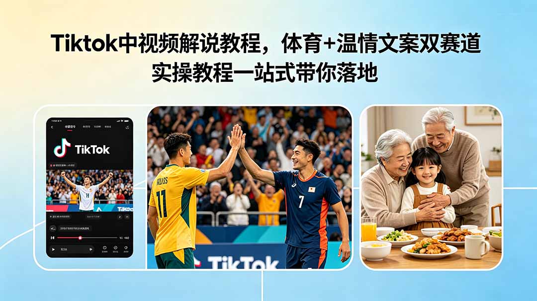 Tiktok中视频解说教程，体育+温情文案双赛道实操教程一站式带你落地-知识星球