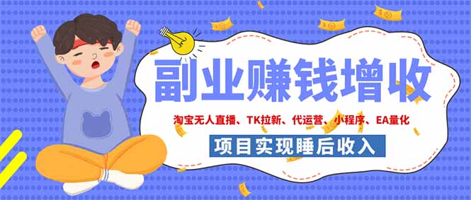 2026年多个真实落地副业项目，手把手带你搭建被动收入管道(淘宝无人直播、海外TK拉新…-知识星球
