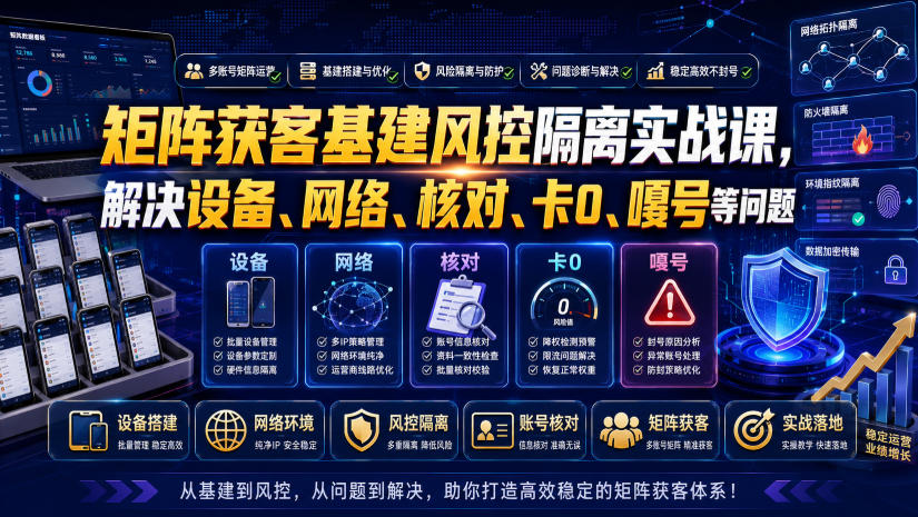 矩阵获客基建风控隔离实战课，解决设备、网络、核对、卡0、嘎号等问题-知识星球