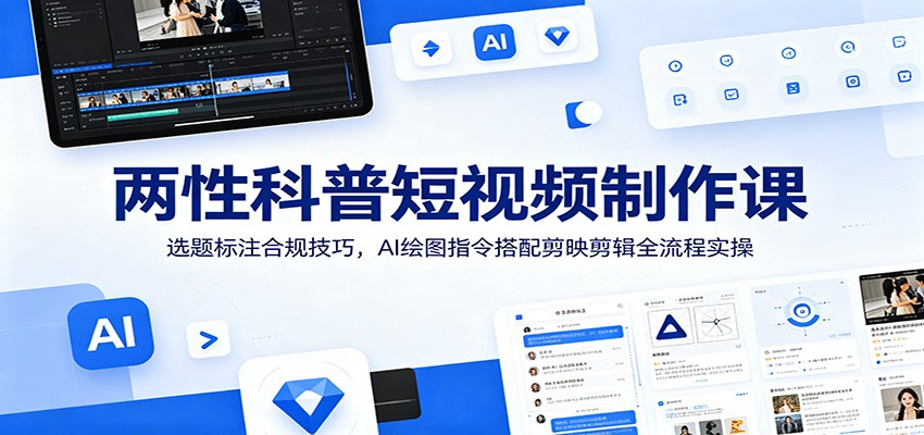 两性科普短视频制作课：选题标注合规技巧，AI绘图指令搭配剪映剪辑全流程实操-知识星球