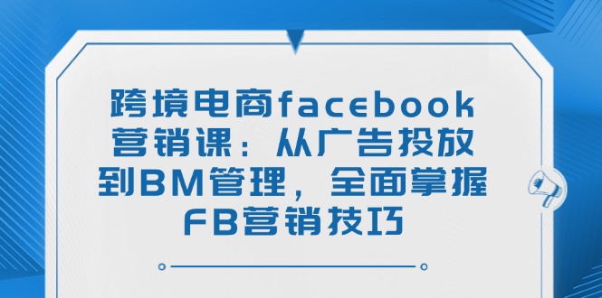 跨境电商facebook营销课：从广告投放到BM管理，全面掌握FB营销技巧-小禾网创