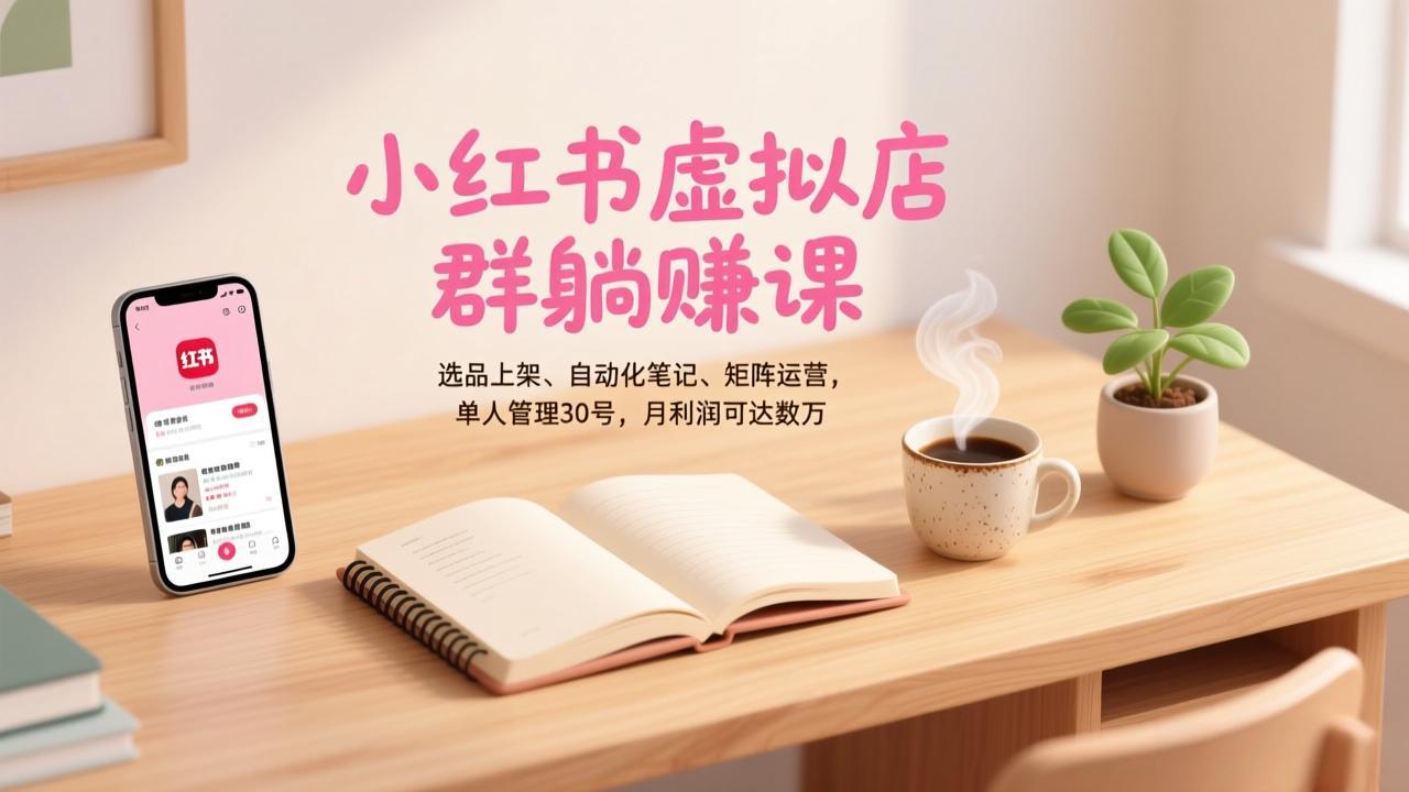 小红书虚拟店群躺赚课，选品上架、自动化笔记、矩阵运营，单人管理30号，月利润可达数万-知识星球