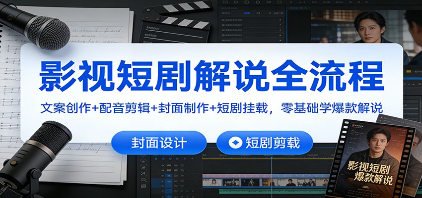 影视短剧解说全流程：文案创作+配音剪辑+封面制作+短剧挂载，零基础学爆款解说-知识星球