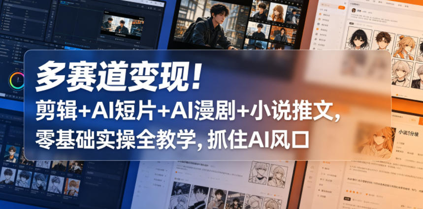 多赛道变现！剪辑+AI短片+AI漫剧+小说推文，零基础实操全教学，抓住AI风口-知识星球