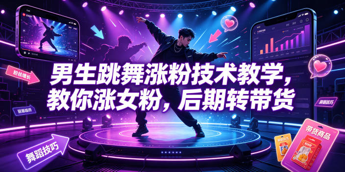 男生跳舞涨粉技术教学，教你涨女粉，后期转带货-知识星球