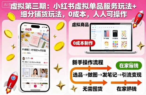 虚拟第三期：小红书虚拟单品服务玩法+细分铺货玩法，0成本，人人可操作(更新)-知识星球