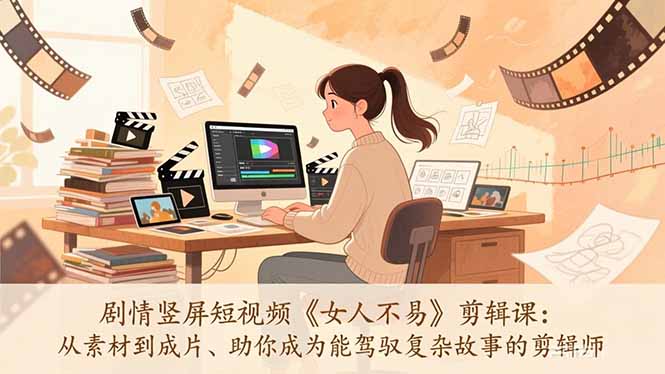 剧情竖屏短视频《女人不易》剪辑课：从素材到成片、助你成为能驾驭复杂故事的剪辑师-知识星球