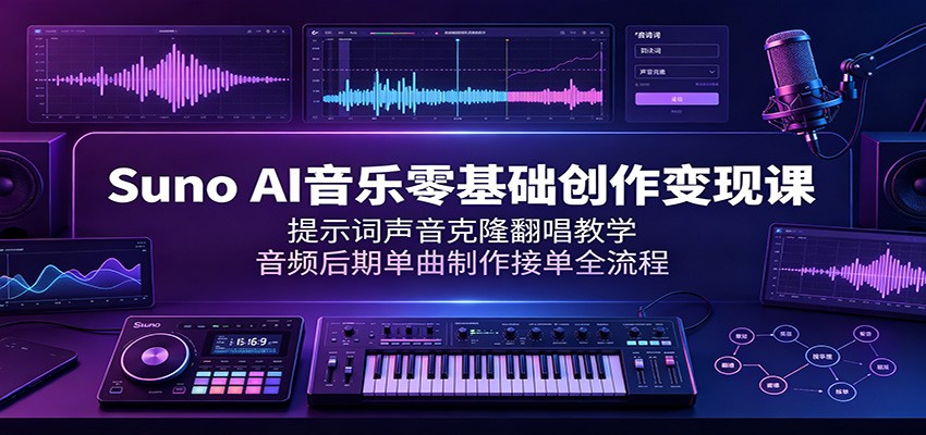 Suno AI音乐零基础创作变现课：提示词声音克隆翻唱教学，音频后期单曲制作接单全流程-知识星球
