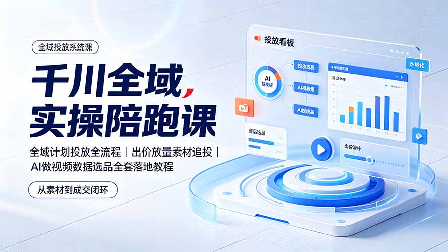千川全域实操陪跑课：全域计划投放全流程｜出价放量素材追投｜AI做视频数据选品全套落地教程-知识星球