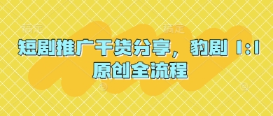 短剧推广干货分享,豹剧 1:1原创全流程
