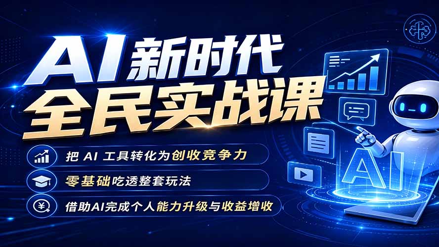 AI新时代全民实战课，把 AI 工具转化为创收竞争力，零基础吃透整套玩法，借助AI完成个人能力升级与收益增收。-知识星球
