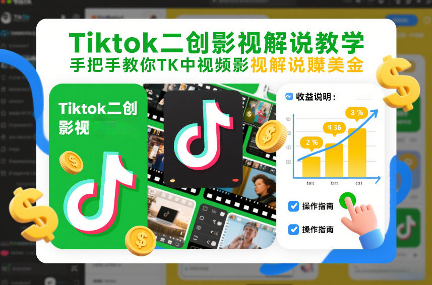 Tiktok二创影视解说教学,手把手教你TK中视频影视解说賺美金(更新26年1月)-知识星球