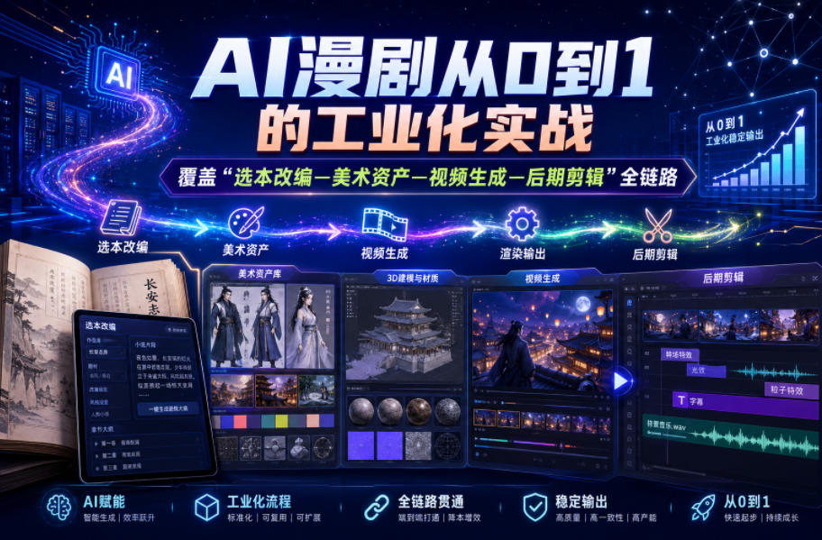 AI漫剧从0到1的工业化实战，覆盖“选本改编—美术资产—视频生成—后期剪辑”全链路(更新6月)-知识星球