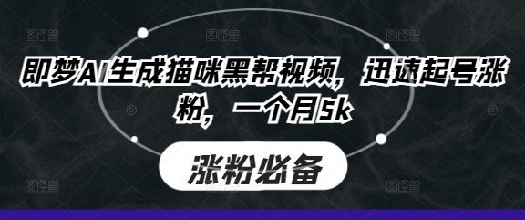 即梦AI生成猫咪黑帮视频，迅速起号涨粉，一个月5k-知识星球