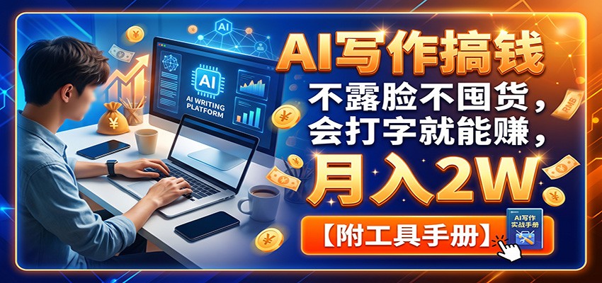 AI写作搞钱：不露脸不囤货，会打字就能赚，月入2W【附工具手册】-知识星球