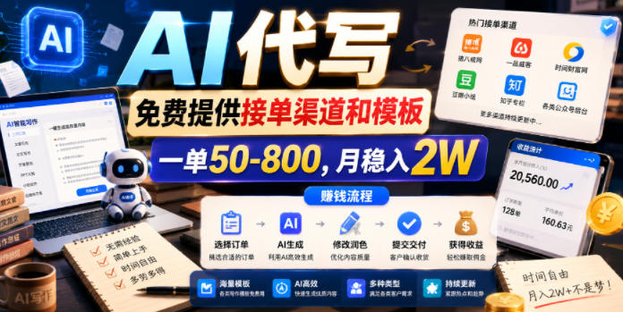 AI代写，免费提供接单渠道和模板，一单50-800，月稳入2W【揭秘】-知识星球