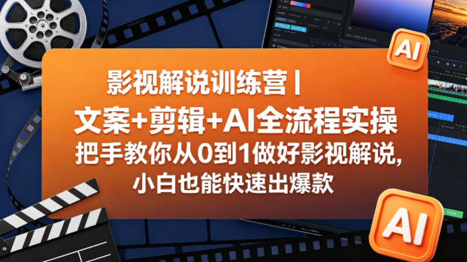 影视解说训练营｜文案+剪辑+AI全流程实操，把手教你从0到1做好影视解说，小白也能快速出爆款-知识星球