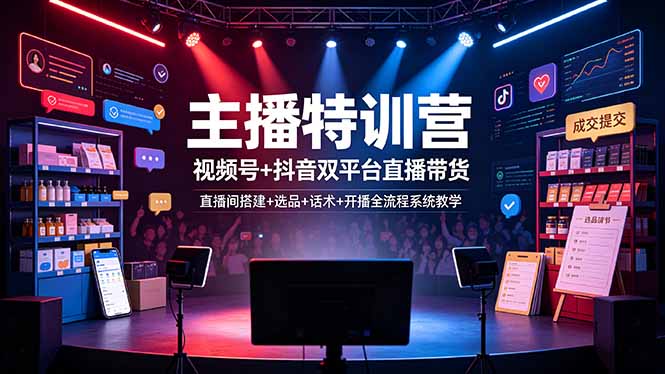 主播特训营：视频号+抖音双平台直播带货，直播间搭建+选品+话术+开播全流程系统教学-知识星球