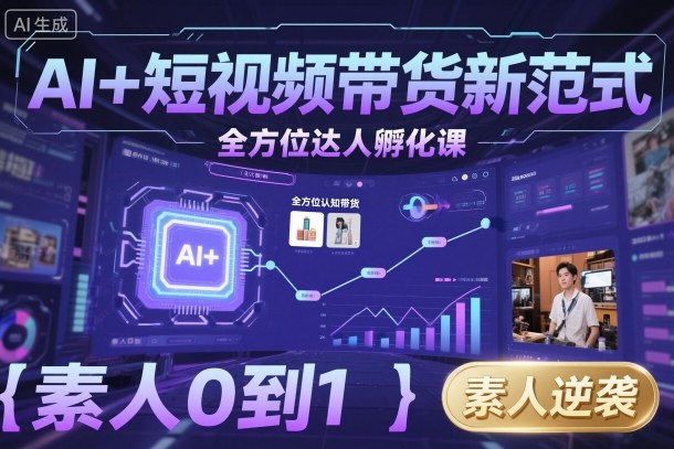 AI+短视频带货新范式全方位达人孵化课，素人也可以从0到1，全方位认知短视频带货-知识星球