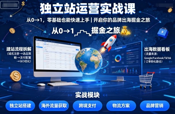 独立站运营实战课，​从0到1，零基础也能快速上手，开启你的品牌出海掘金之旅-知识星球