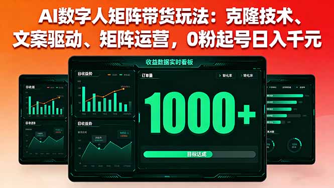 AI数字人矩阵带货玩法:克隆技术、文案驱动、矩阵运营,0粉起号日入千元-知识星球