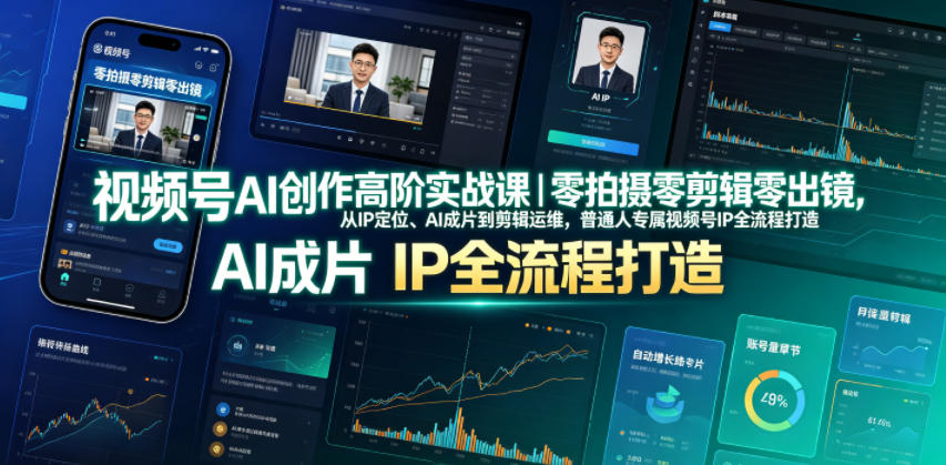 视频号AI创作高阶实战课｜零拍摄零剪辑零出镜，从IP定位、AI成片到剪辑运维，普通人专属视频号IP全流程打造-知识星球