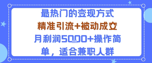 小众赛道玩法:当下最热门的变现方式,精准引流+被动成交月利润5k+操作简单,适合兼职人群-知识星球