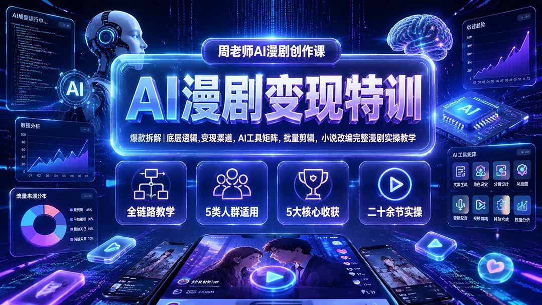 AI漫剧变现特训★爆款拆解｜底层逻辑，变现渠道，AI工具矩阵，批量剪辑，小说改编完整漫剧实操教学-知识星球