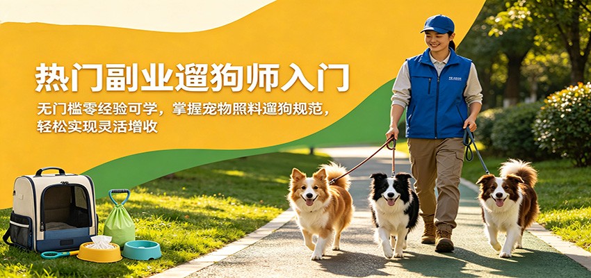 热门副业遛狗师入门，无门槛零经验可学，掌握宠物照料遛狗规范，轻松实现灵活增收-知识星球