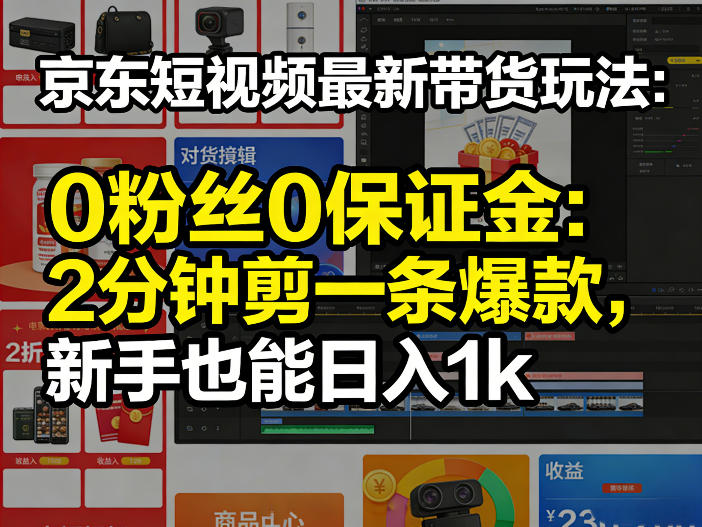京东短视频最新带货玩法，0粉丝0保证金，2分钟剪一条爆款，新手也能日入1k+【揭秘】-知识星球
