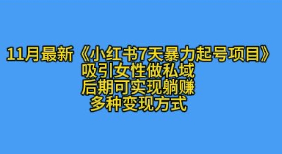 K总部落11月最新小红书7天暴力起号项目，吸引女性做私域【揭秘】-小禾网创