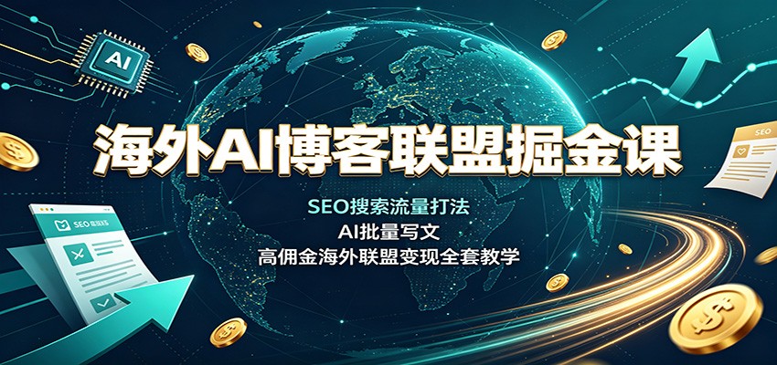 海外AI博客联盟掘金课：SEO搜索流量打法，AI批量写文，高佣金海外联盟变现全套教学-知识星球