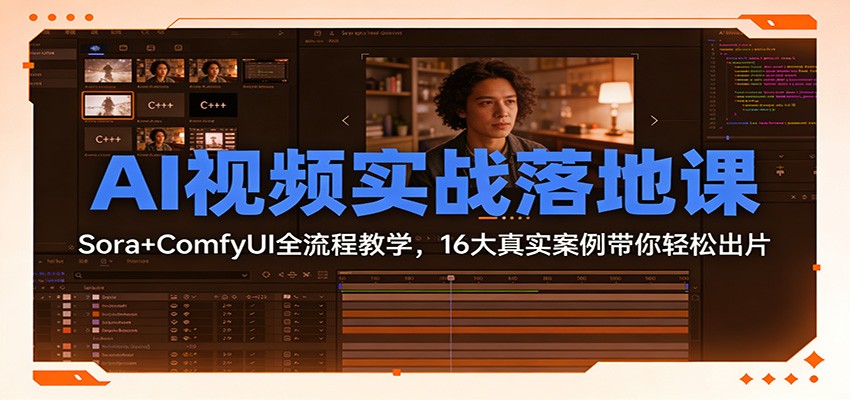 AI视频实战落地课：Sora+ComfyUI全流程教学，16大真实案例带你轻松出片-知识星球