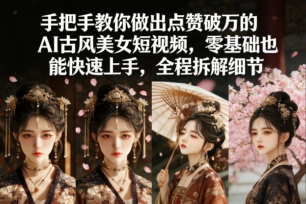 手把手教你做出点赞破万的AI古风美女短视频，零基础也能快速上手，全程拆解细节-知识星球