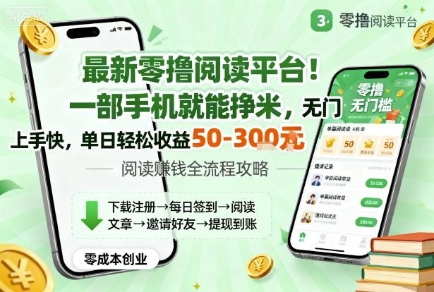 最新零撸阅读平台！一部手机就能挣米，无门槛上手快，单日轻松收益50-3张【揭秘】-知识星球