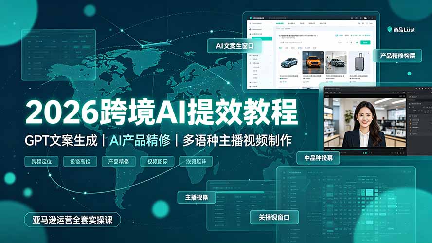 2026跨境AI提效教程·GPT文案生成｜AI产品精修｜多语种主播视频制作，亚马逊运营全套实操课-知识星球