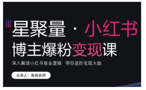 小红书博主爆粉变现课，深入解读小红书商业逻辑，带你进阶变现大咖-小禾网创