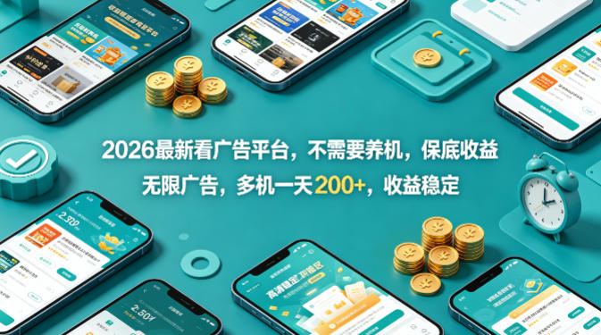 2026最新看广告平台，不需要养机，保底收益，无限广告，多机一天200+，收益稳定【揭秘】-知识星球